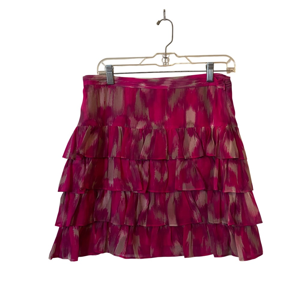 International Concepts Women's Mini Skirt Sz 8 Silk Pink Multi Color Pattern